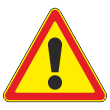Дорожный знак 1.33 «Прочие опасности» (временный) (металл 0,8 мм, III типоразмер: сторона 1200 мм, С/О пленка: тип Б высокоинтенсив.)
